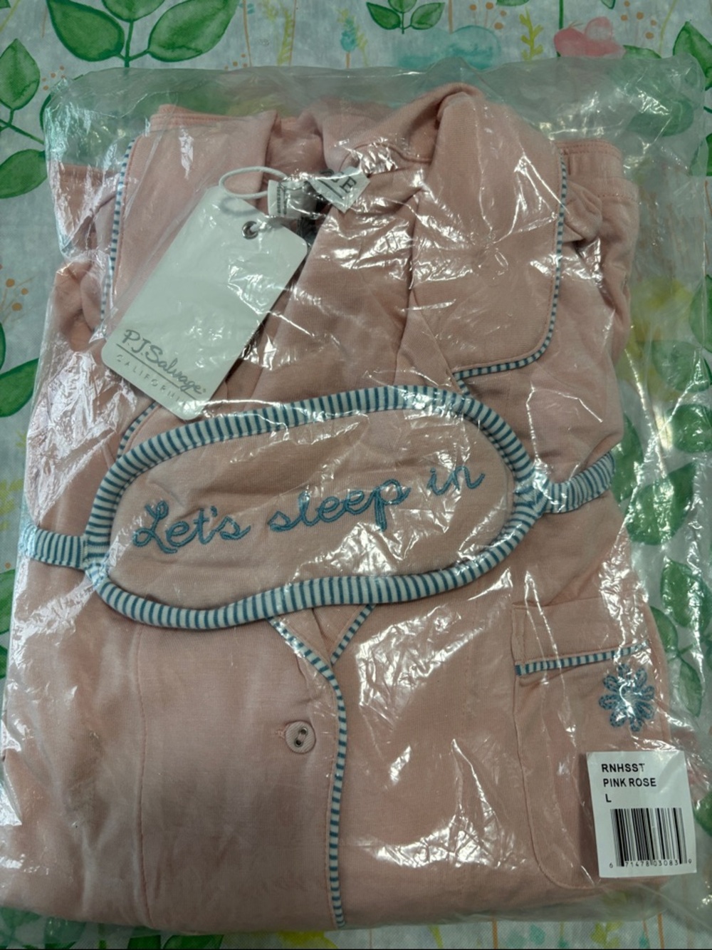P.J. Salvage NEW WITH TAGS Pink Rose Pajama Set with Striped Trim